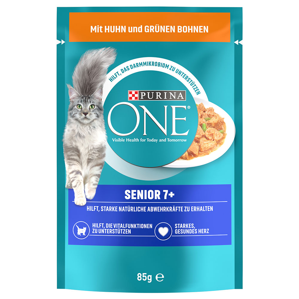 Korzystny pakiet PURINA ONE, 26 x 85 g - Senior 7+, Kurczak z zieloną fasolką, 26 x 85 g