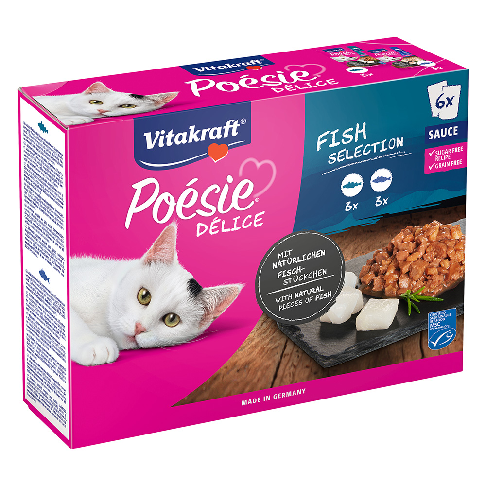 Vitakraft Poésie DéliSauce, saszetki, 6 x 85 g  - Mix rybny