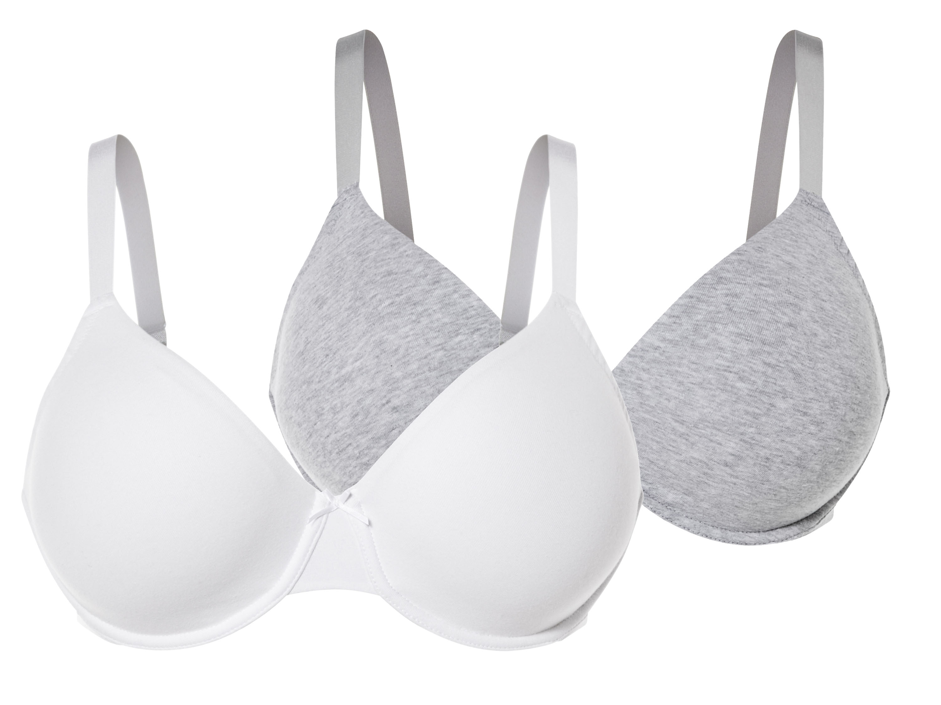 esmara® Biustonosz damski z fiszbinami, 2 sztuki (Szary/biały, 90D)