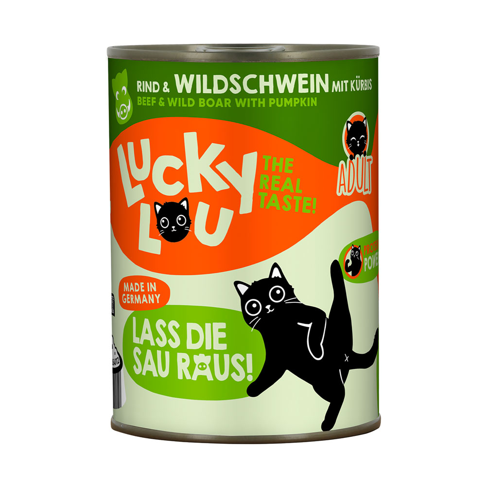 Korzystny pakiet Lucky Lou Adult, 24 x 400 g - Wołowina i dzik