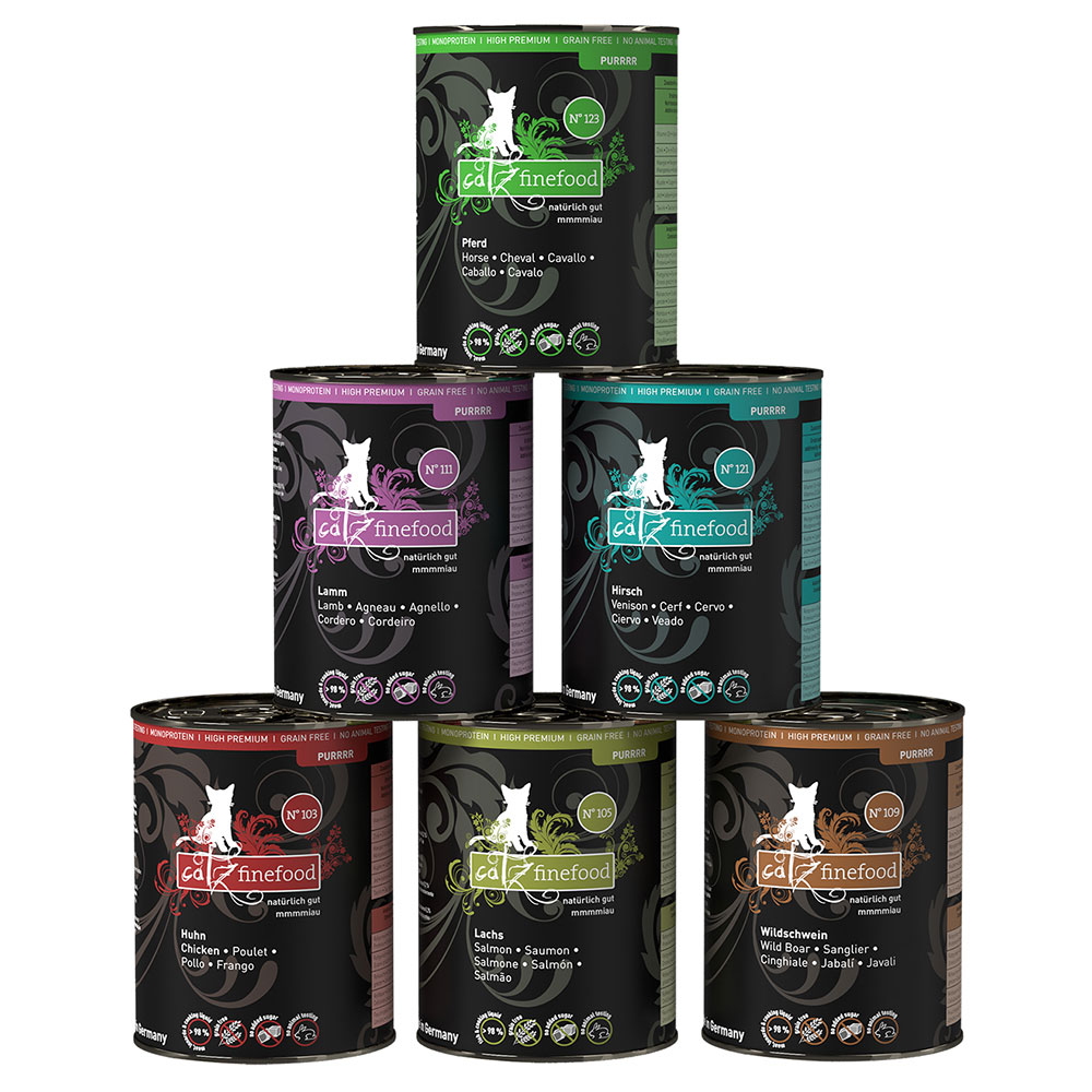 catz finefood Purrrr w puszkach, 6 x 400 g / 375 g - Pakiet mieszany II (6 smaków)