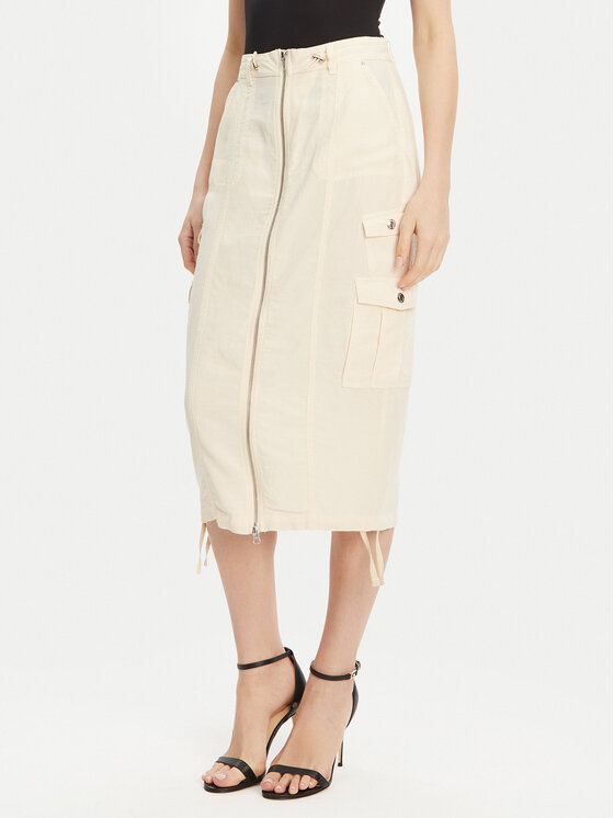 Guess Spódnica midi W5GD1H WG8N0 Beżowy Regular Fit