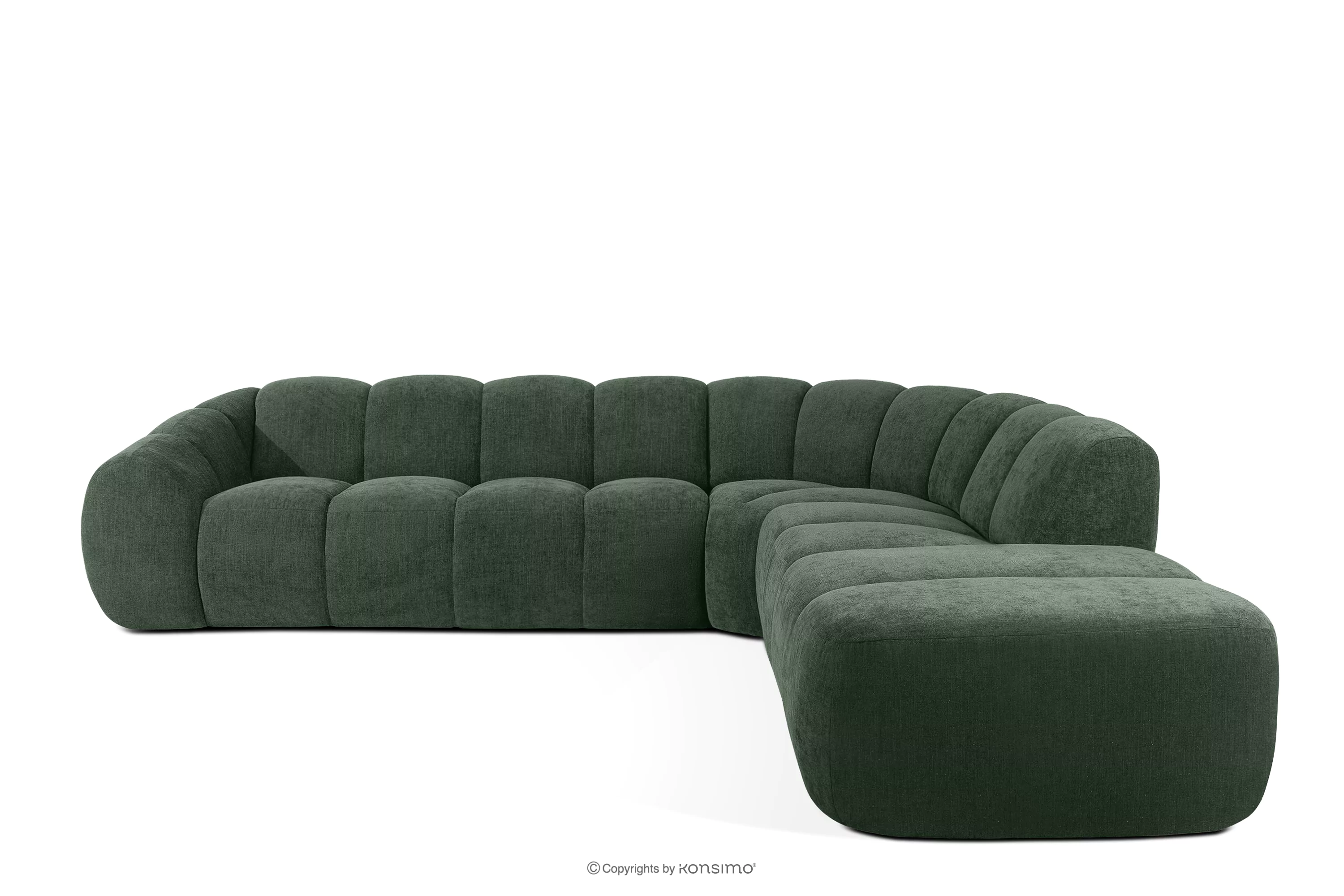 Narożnik curve w stylu retro modern modułowy prawy ciemny zielony FLAVA