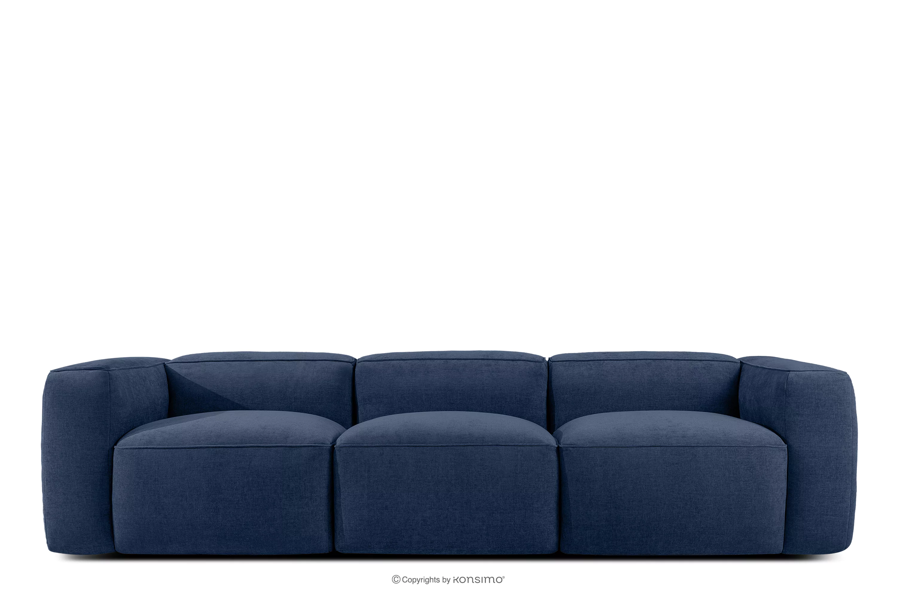 Miękka sofa trzyosobowa w tkaninie plecionej granatowy FUBBO