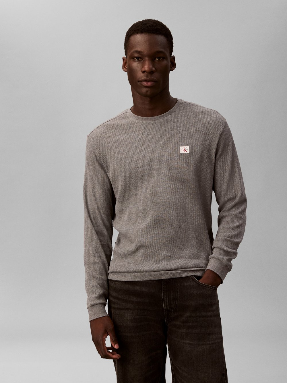 Calvin Klein Jeans Męska koszula z długim rękawem Mężczyźni szary, S