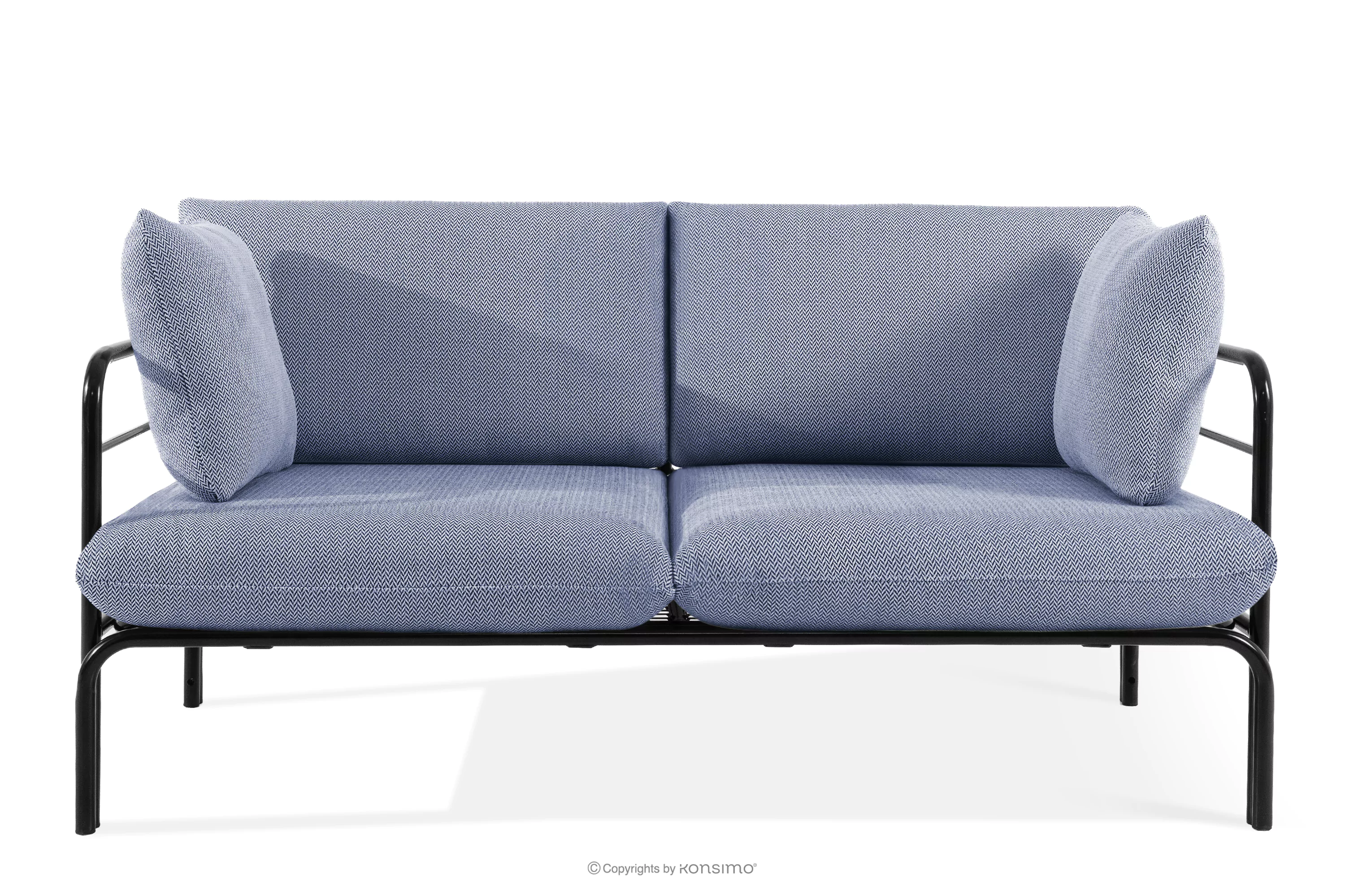 Loftowa sofa ogrodowa 2 na metalowych nogach antracytowy/granatowy/biały RAMBE