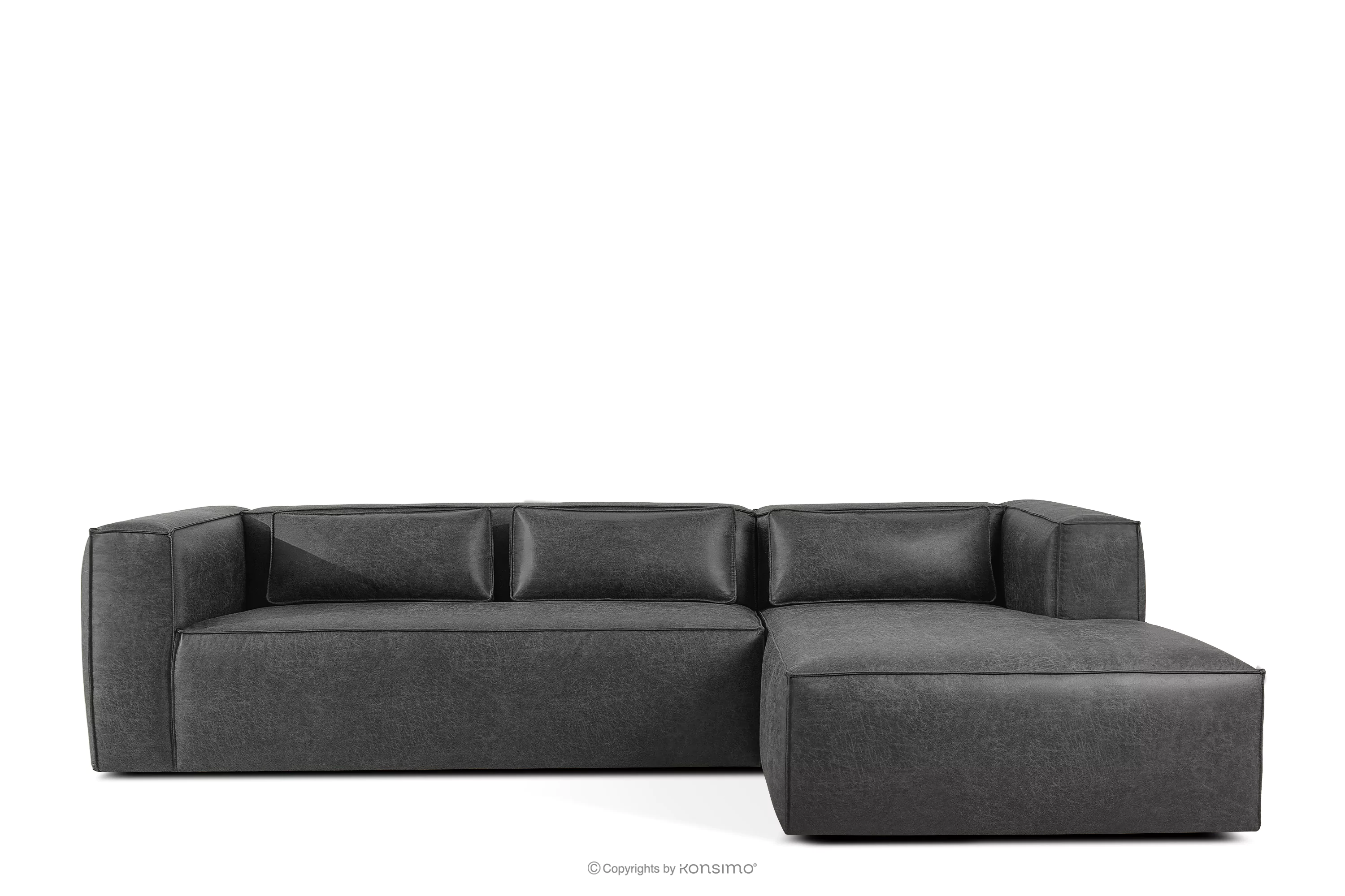 Narożnik w stylu loft tkanina skóropodobna ciemny szary prawy FEROX