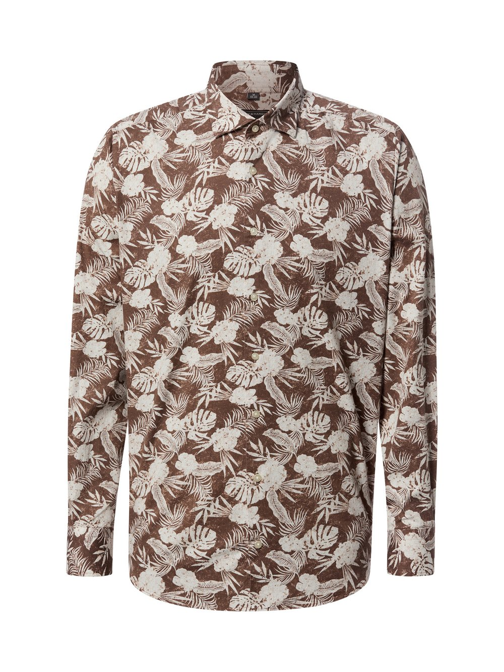 Finshley & Harding Koszula męska Mężczyźni Modern Fit Bawełna brązowy|biały, XXL