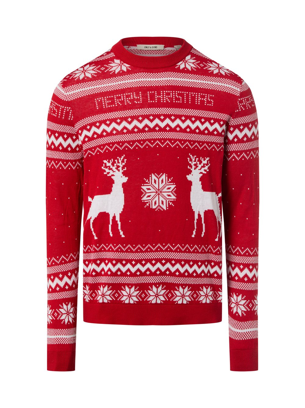 Only&Sons Męski sweter z dzianiny Mężczyźni Bawełna czerwony|biały, L
