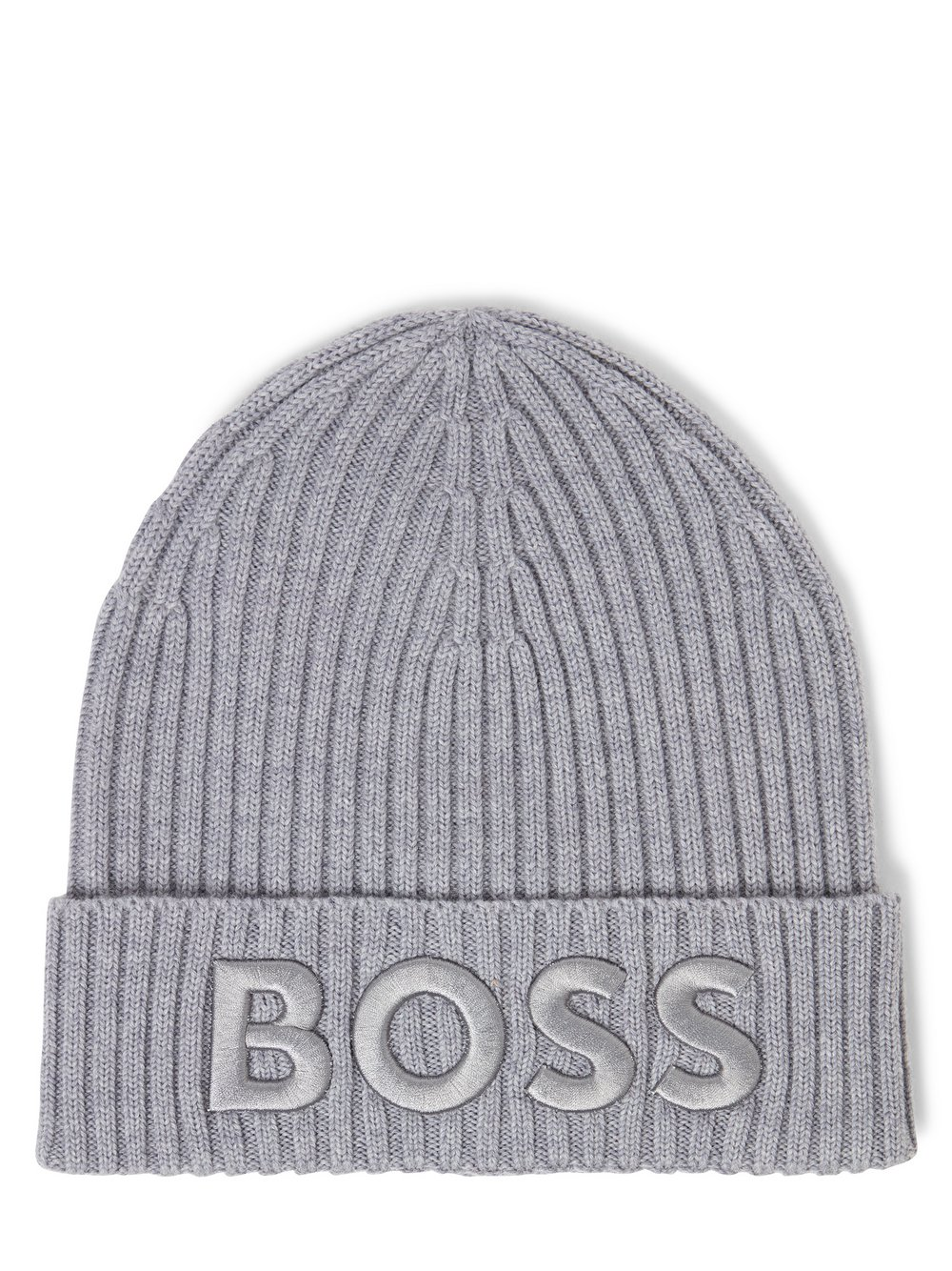 BOSS Damska czapka z dzianiny wykonana z wełny dziewiczej - Lara Kobiety wełna ze strzyży szary, ONE SIZE
