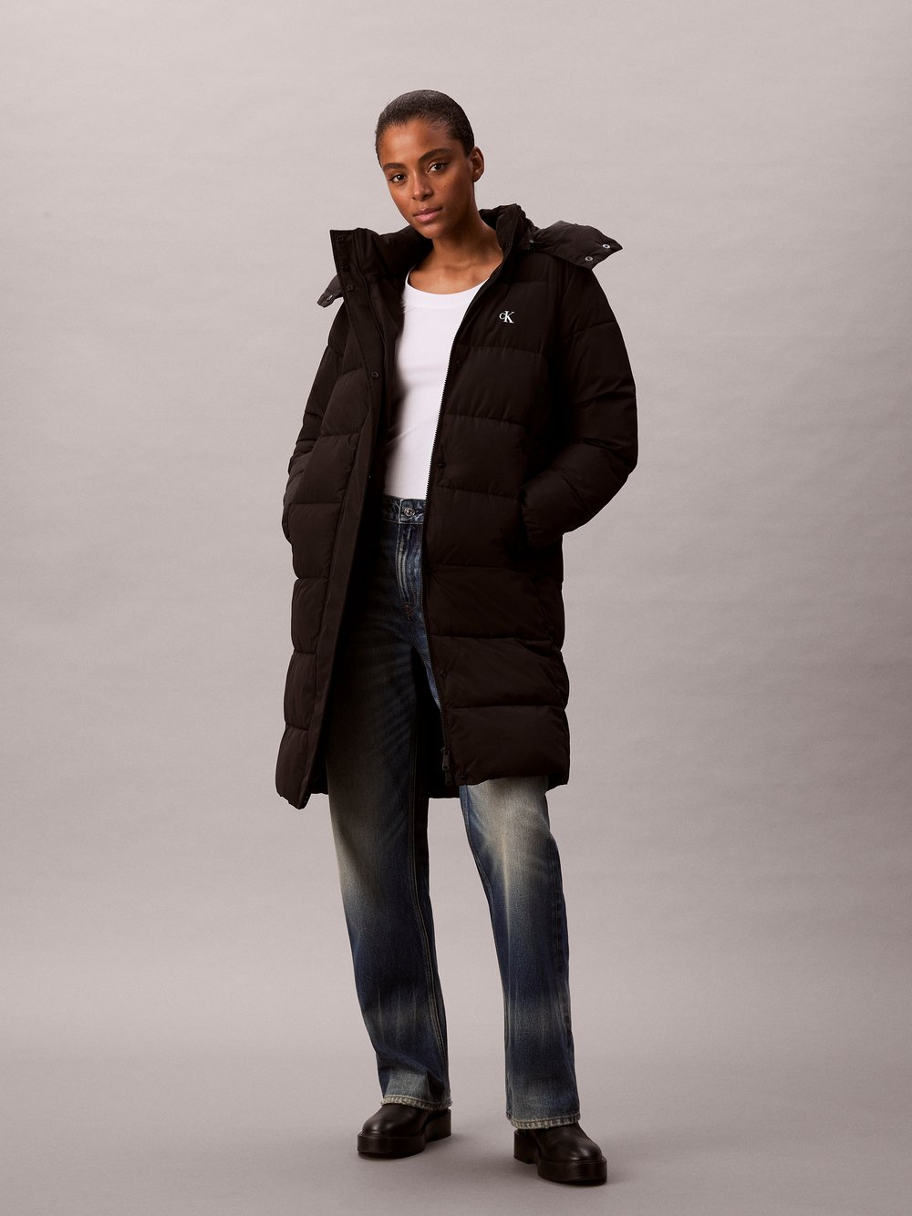 Calvin Klein Jeans Pikowany płaszcz damski Kobiety czarny, XS