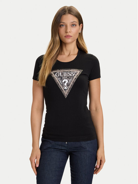 Guess T-Shirt W5BI15 J1314 Czarny Slim Fit