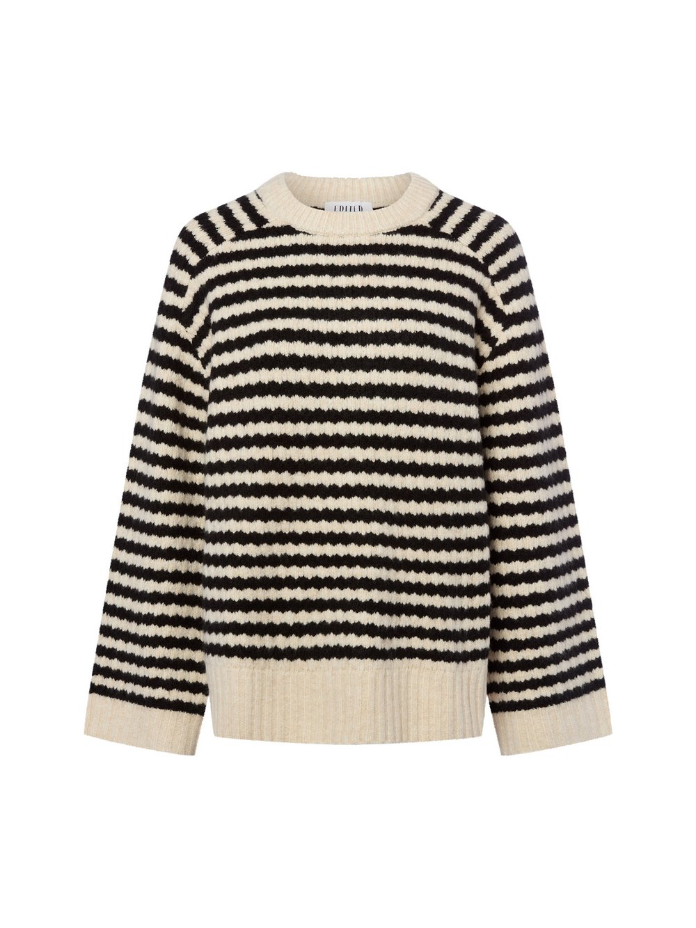 EDITED Damski sweter z dzianiny z zawartością wełny - Lennon Kobiety beżowy, M