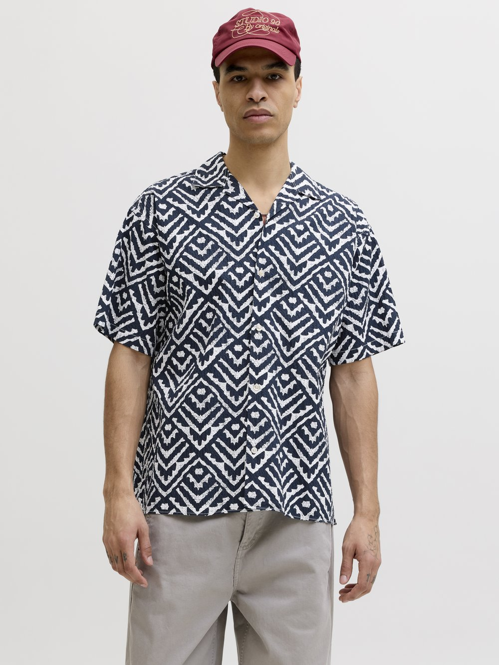 Jack & Jones Męska koszulka z krótkim rękawem - JJMilo Mężczyźni Regular Fit Bawełna niebieski, XXL