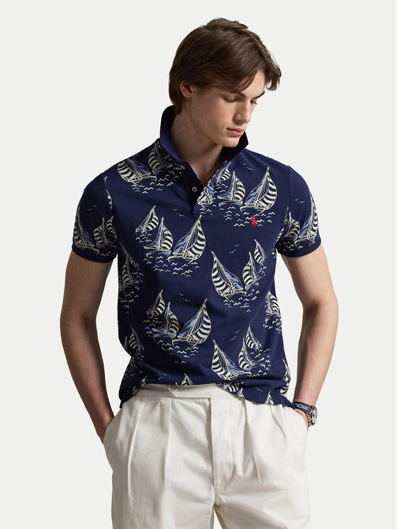 Polo Ralph Lauren Polo 710B18828001 Granatowy Custom Slim Fit