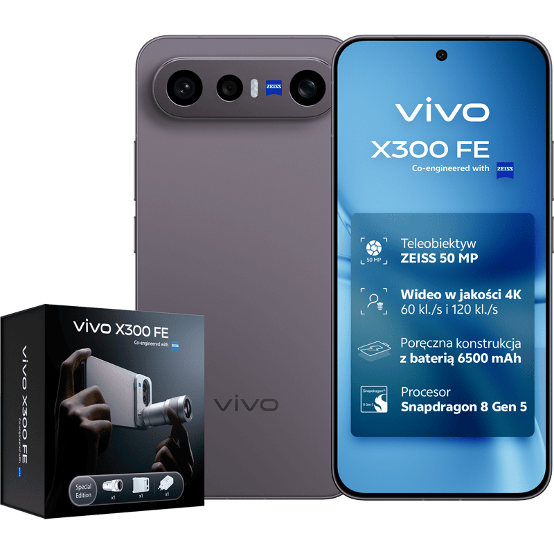 vivo X300 FE 5G 12/512GB + Zestaw fotograficzny Special Edition + ładowarka 90W Czarny