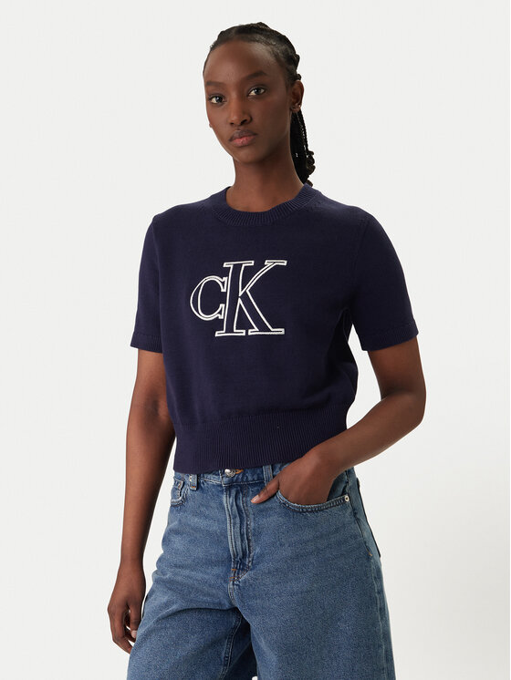 Calvin Klein Jeans Sweter LV047F356G Fioletowy Regular Fit