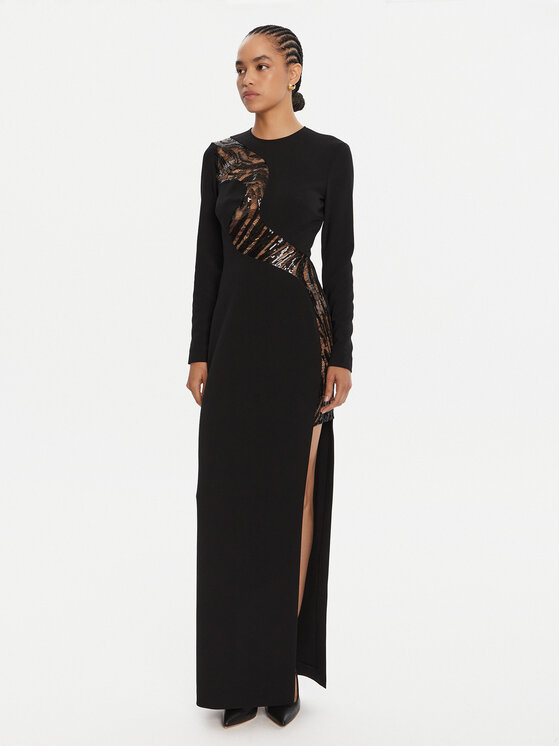 Just Cavalli Sukienka wieczorowa 79PAO919 N0587 Czarny Regular Fit