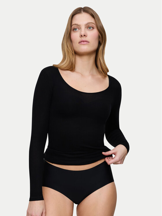 Triumph Koszulka piżamowa Bauty Layers 10225060 Czarny Slim Fit