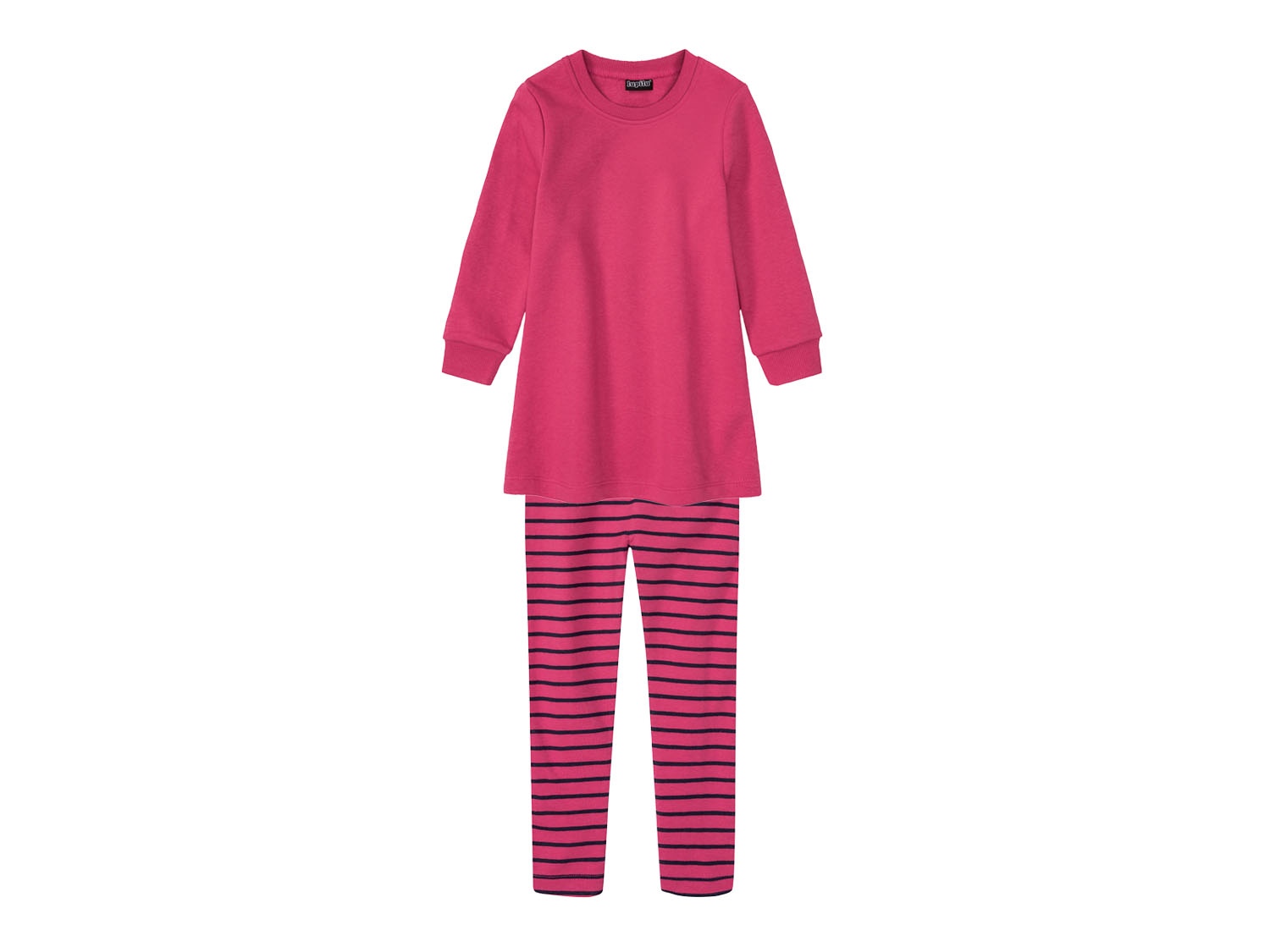 lupilu® Komplet dziewczęcy z bawełną (sukienka + legginsy) (Paski/różowy, 98/104)