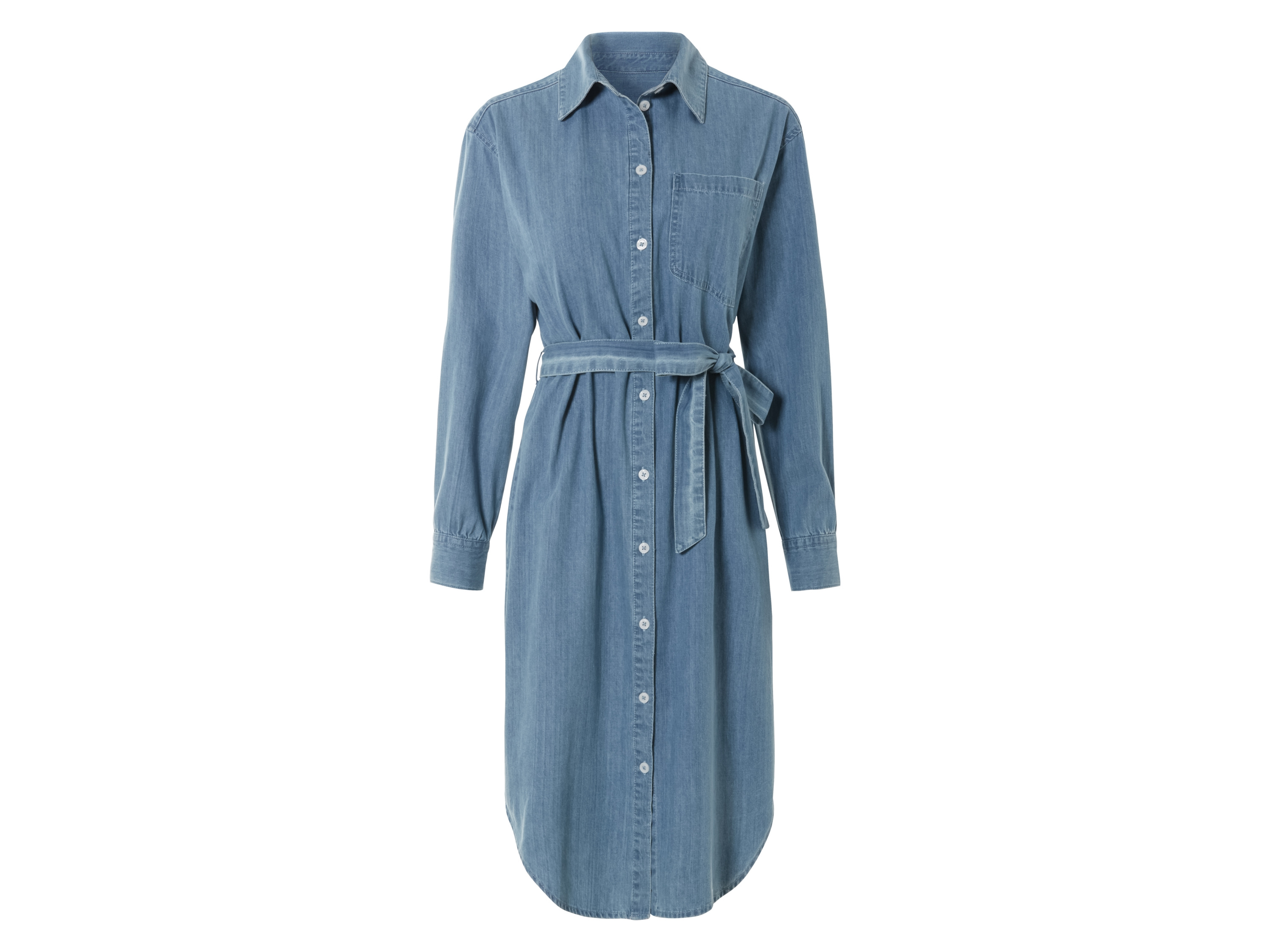 esmara® Sukienka jeansowa damska w stylu bluzki koszulowej (Jasnoniebieski, 36)