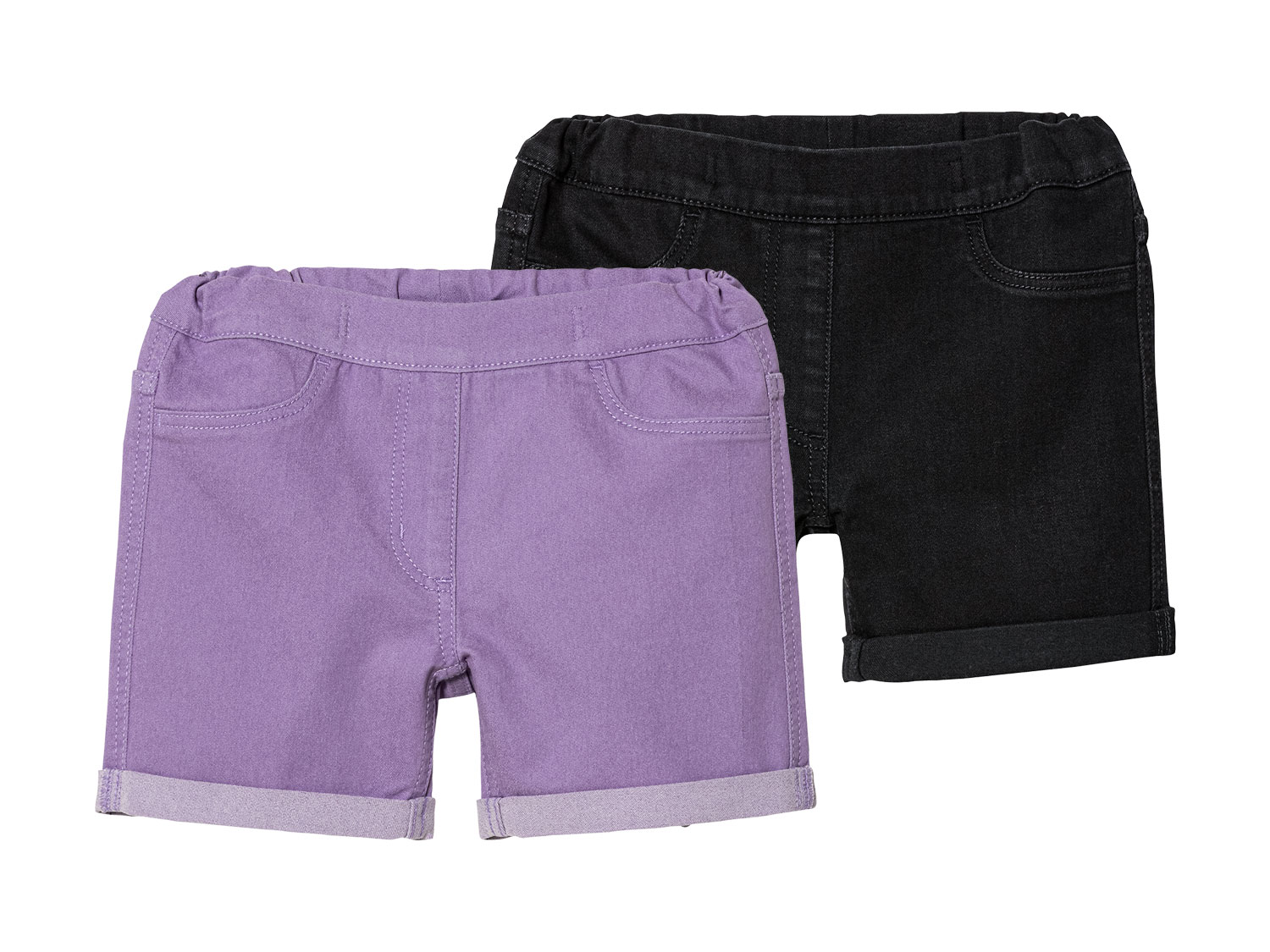 lupilu® Szorty jeansowe dziecięce, 2 pary (110/116, Fioletowy/czarny)