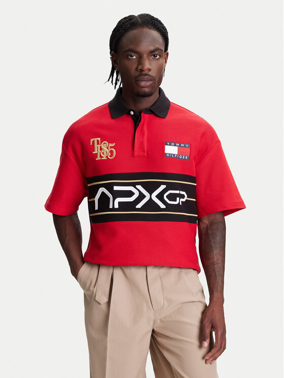 Tommy Hilfiger Polo F1 Movie Race Day MW0MW41393 Czerwony Relaxed Fit