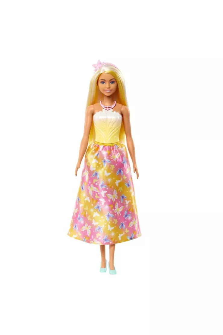 Barbie. Księżniczka żółto - różowy strój HRR09