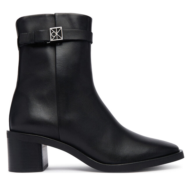 Calvin Klein Botki Block Heel Ank Boot Lth Hdw HW0HW03171 Czarny