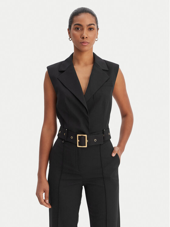 KARL LAGERFELD Kamizelka garniturowa B1W14009 Czarny Slim Fit