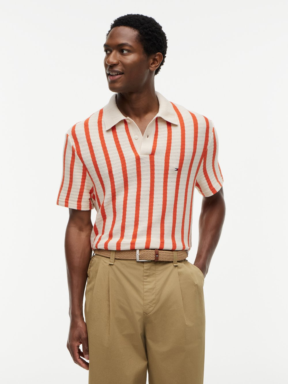 Tommy Hilfiger Męska koszulka polo z dzianiny Mężczyźni Bawełna (100%) beżowy|pomarańczowy, XL
