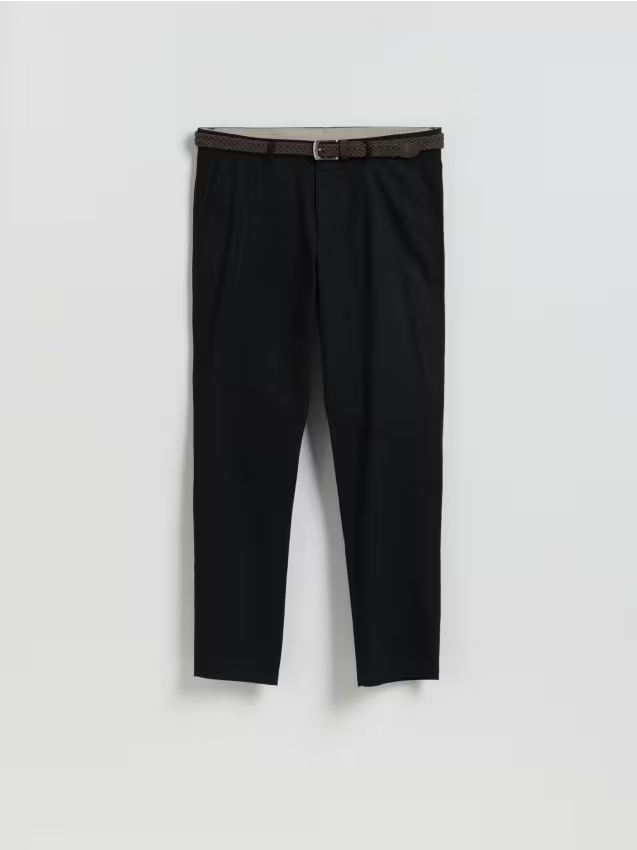 Reserved - Spodnie chino slim z paskiem - czarny