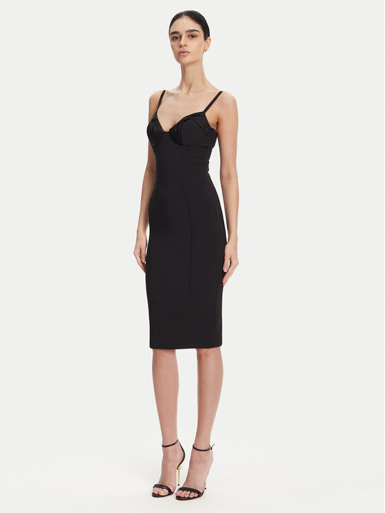 Elisabetta Franchi Sukienka koktajlowa AB-702-51E2 Czarny Regular Fit