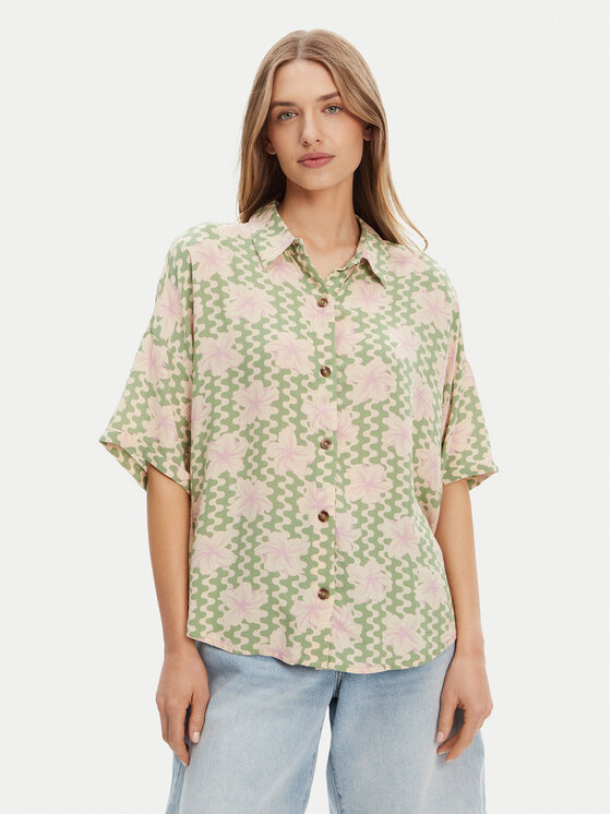 Roxy Koszula Beach Nostalgia ERJWT03665 Zielony Regular Fit