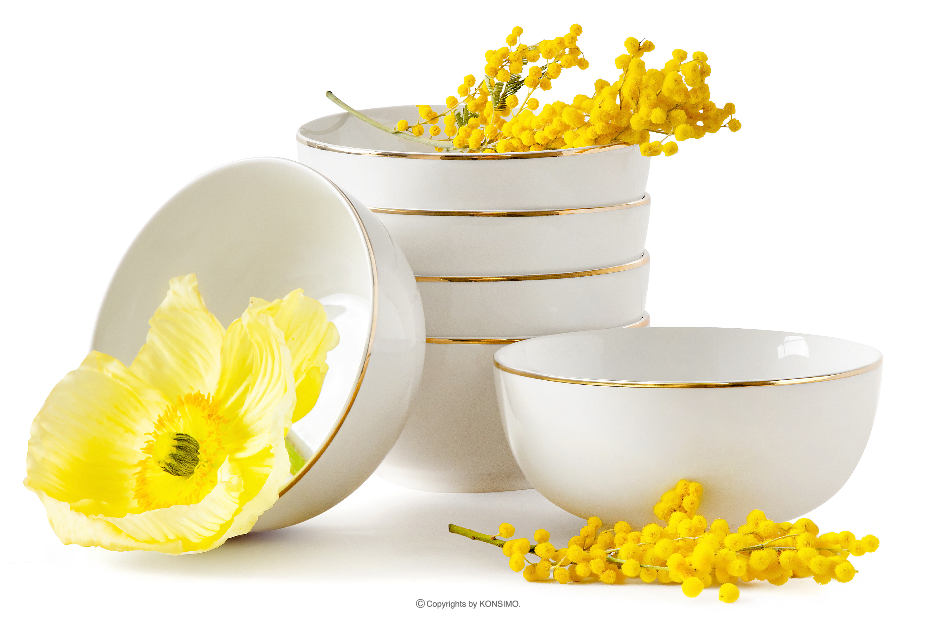 Miska twarda porcelana ecru/złoty 6 szt. AD BELLA