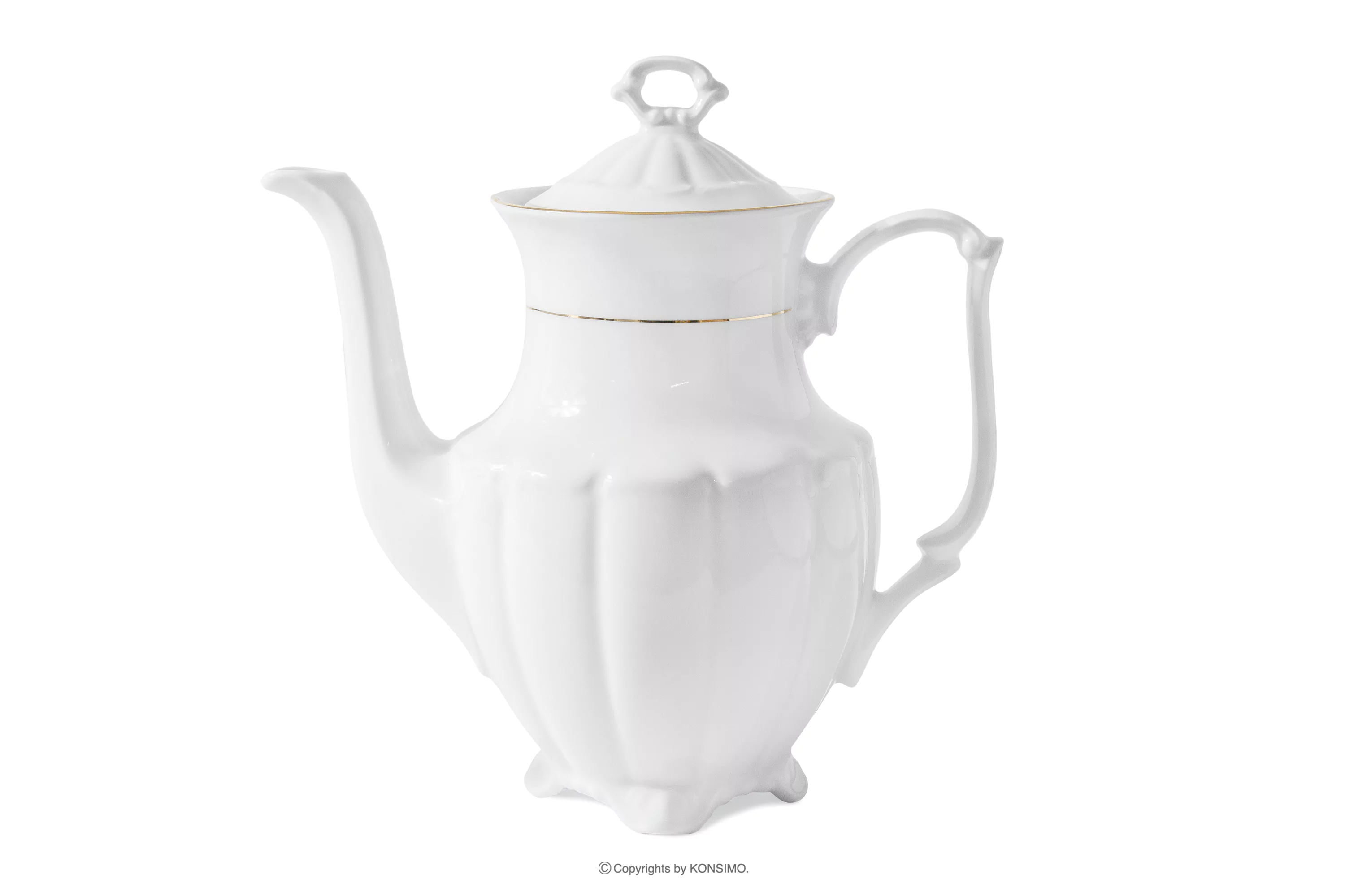 Imbryk klasyczny z porcelany biały/złota linia MARIA TERESA ZŁOTA LINIA