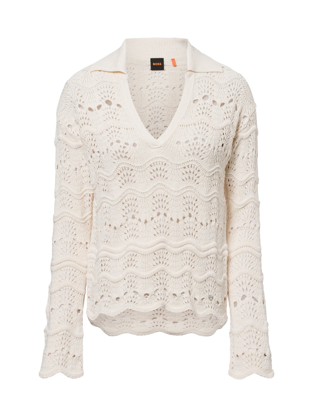 BOSS Orange Damski sweter z dzianiny - Fyder Kobiety biały|beżowy, XL