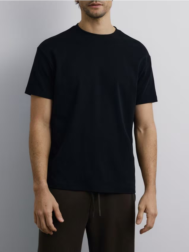 Reserved - Bawełniany t-shirt boxy - czarny