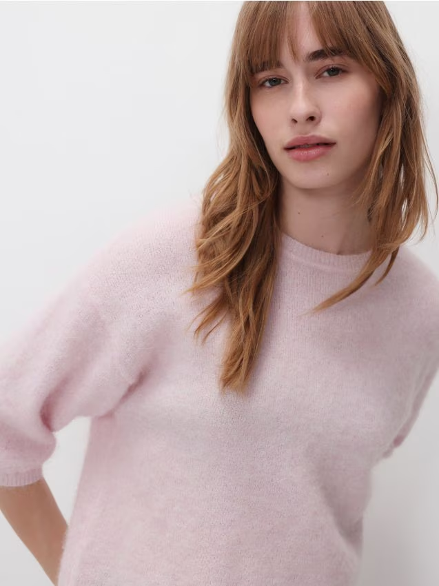 Reserved - Sweter z wełną - pastelowy róż