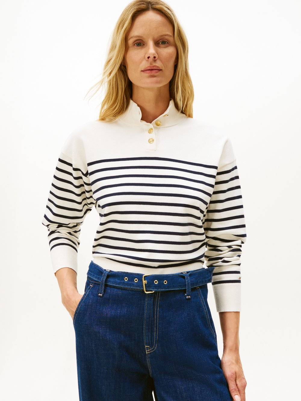 Tommy Hilfiger Sweter damski z dzianiny Kobiety biały|niebieski, L