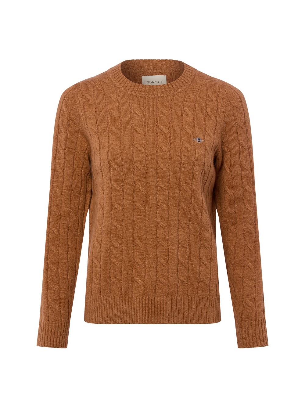 Gant Damski sweter z dzianiny z wełny jagnięcej Kobiety Wełna brązowy, XXL
