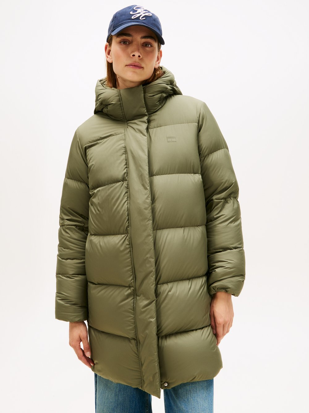 Tommy Hilfiger Damski płaszcz puchowy Kobiety Sztuczne włókno zielony, M