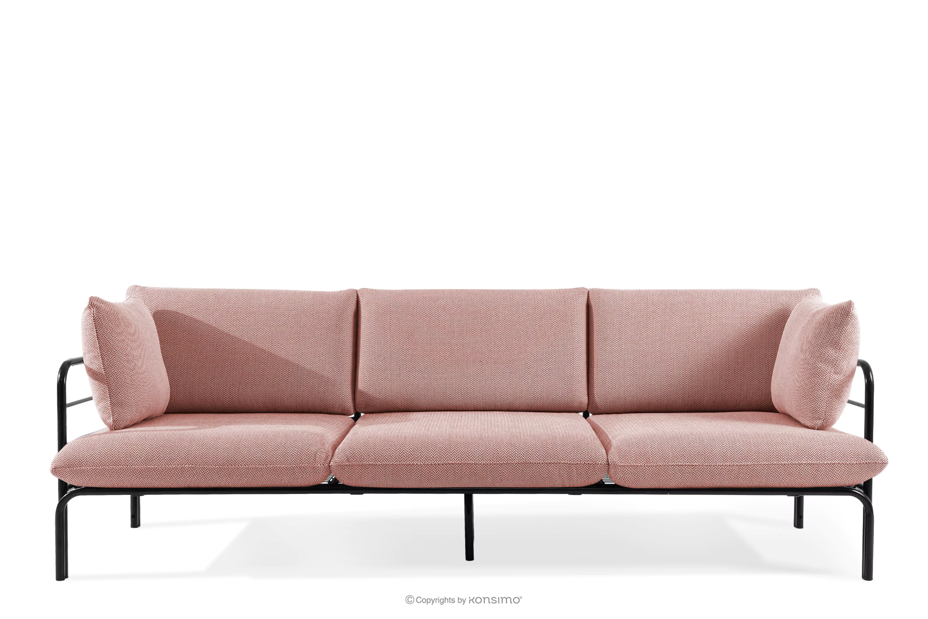 Loftowa sofa ogrodowa 3 na metalowych nogach antracytowy/czerwony/biały RAMBE
