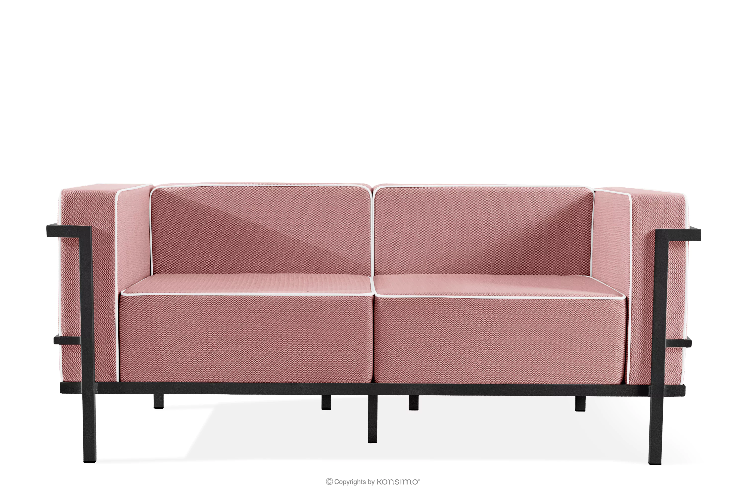 Nowoczesna sofa ogrodowa 2 na metalowych nóżkach ciemny szary/czerwony/biały TRIGLO