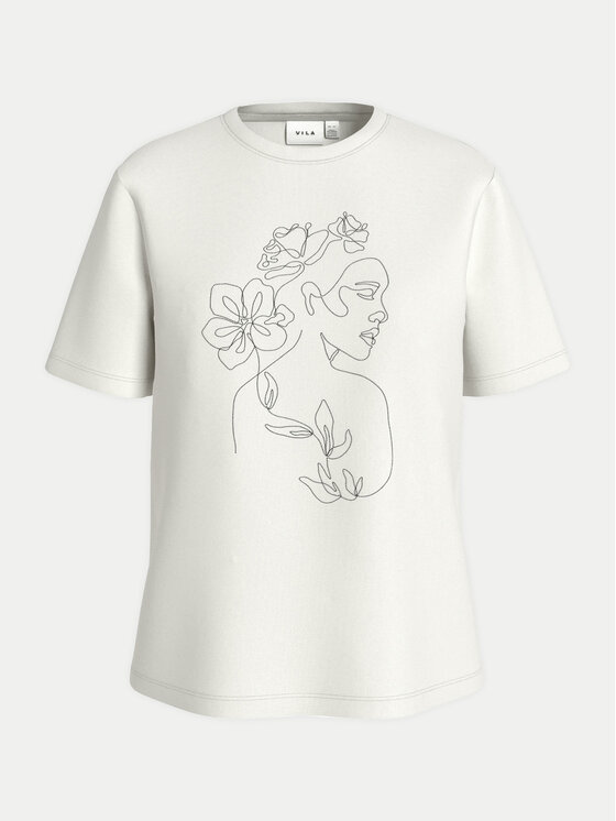 Vila T-Shirt Sybil 14108062 Biały Regular Fit