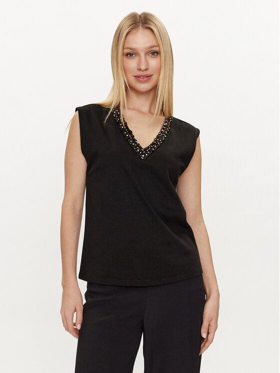 LOLA CASADEMUNT Bluzka MS2415028 Czarny Relaxed Fit