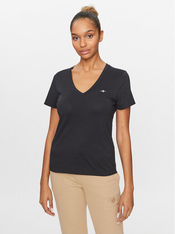 Gant T-Shirt Shield 4200750 Czarny Regular Fit