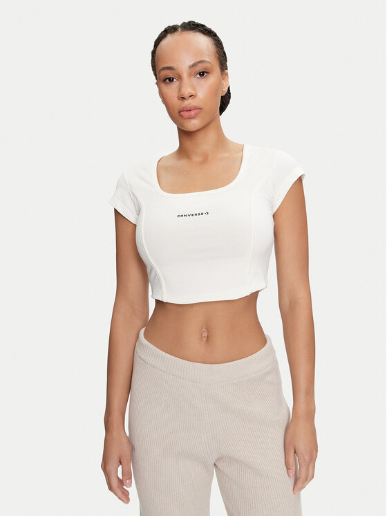 Converse Top W Wordmark Corset Top 10026506-A02 Écru Slim Fit