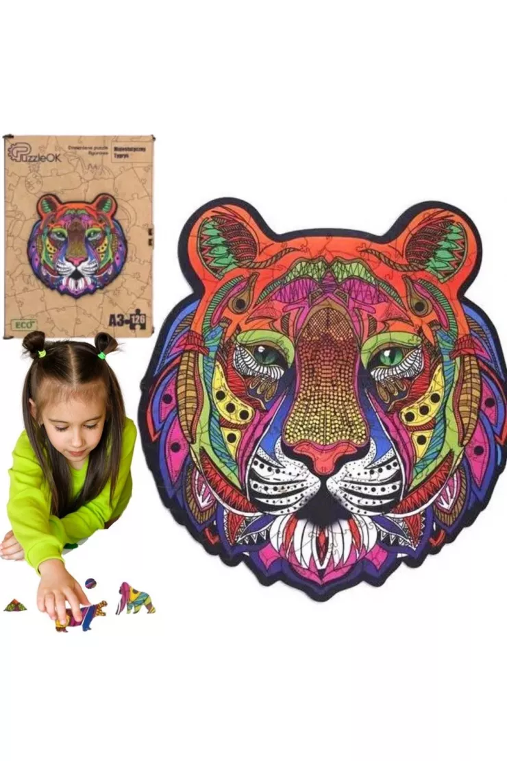 Puzzle drewniane eko 126 el. Majestatyczny tygrys A3