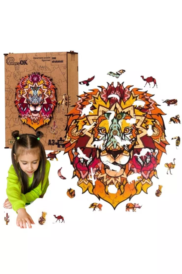 Puzzle drewniane eko 133 el. Lew afrykański A3